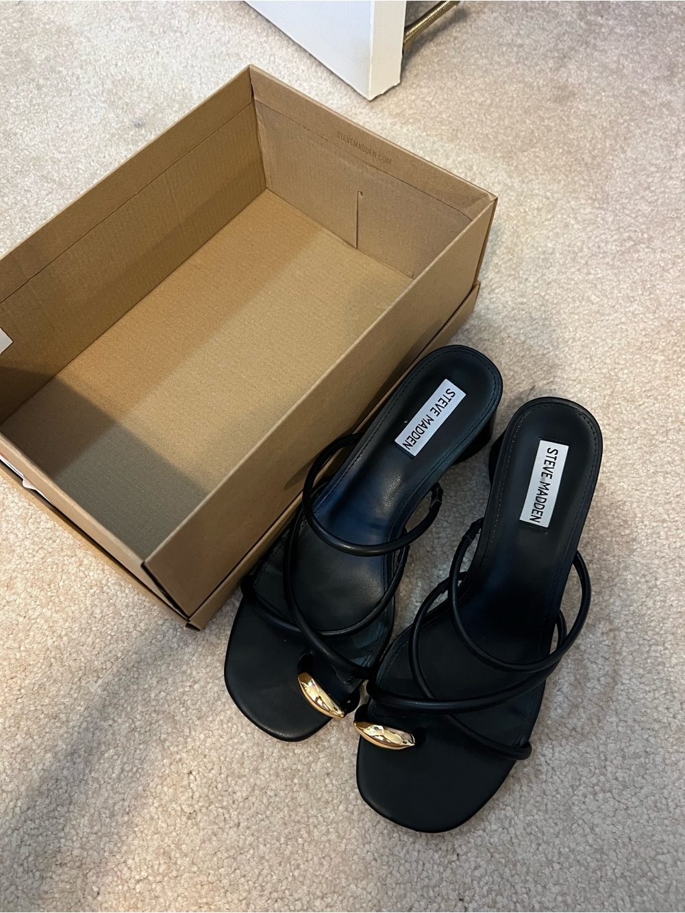 Steve Madden Black Block Sandal Heels - Picture 3 of 6